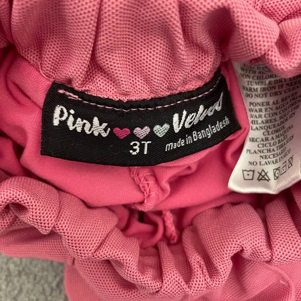 Pink Velvet Girls Pink Polo Shirt and‎ Skort 2 Piece Set Love Embroidery